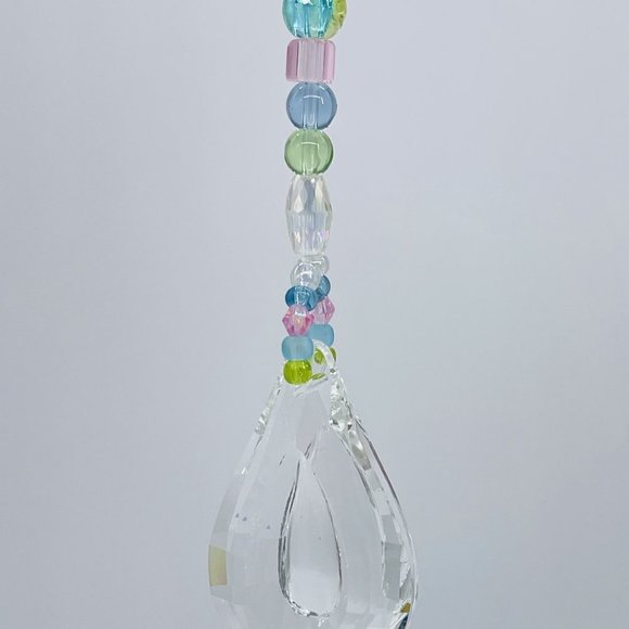 Handmade Beaded Suncatcher  - Pastel  - Clear Crystal Prism - Hanging Decor - Picture 6 of 14